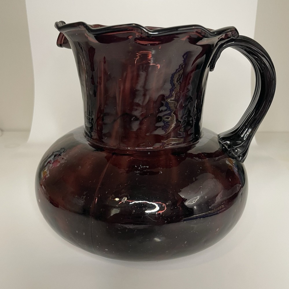 Vintage Blenko Glass Purple Amethyst Swirl Pitcher / Vase 7