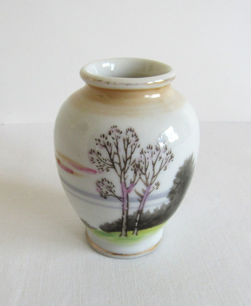 Vintage Hand Painted Mini Porcelain Vase - Made in Occupied Japan - VGUC