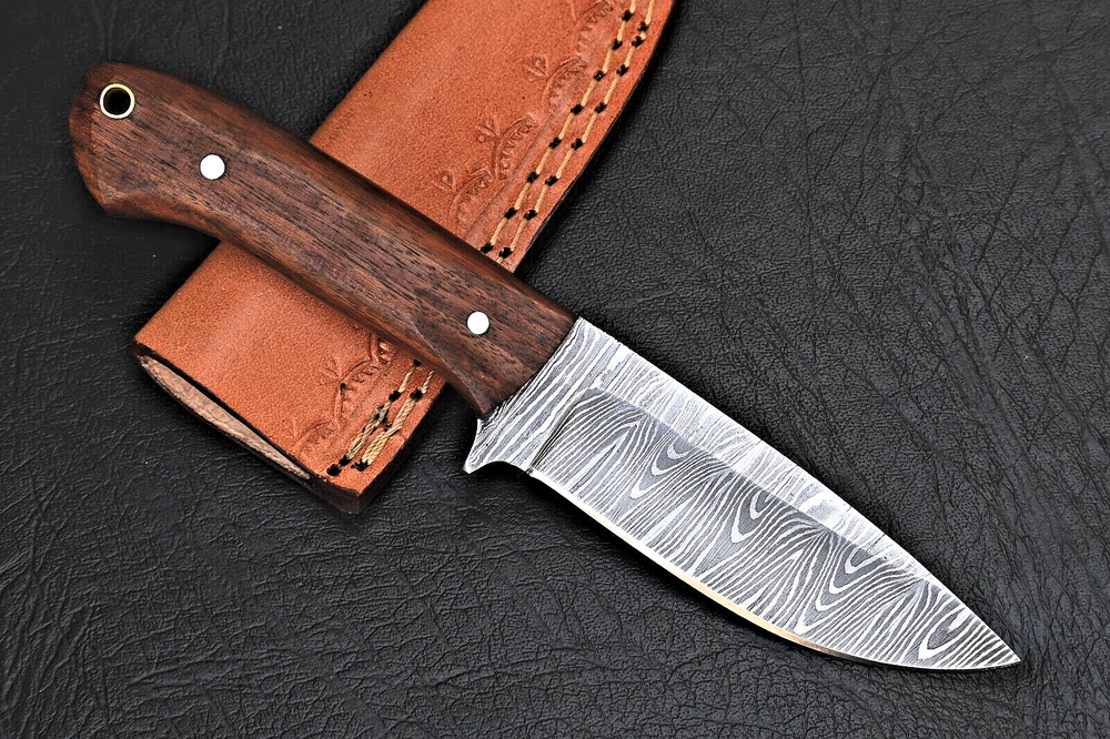 Hand Made Hunting Skinner Knife Forged Damascus Steel Fix Blade Knife 2903