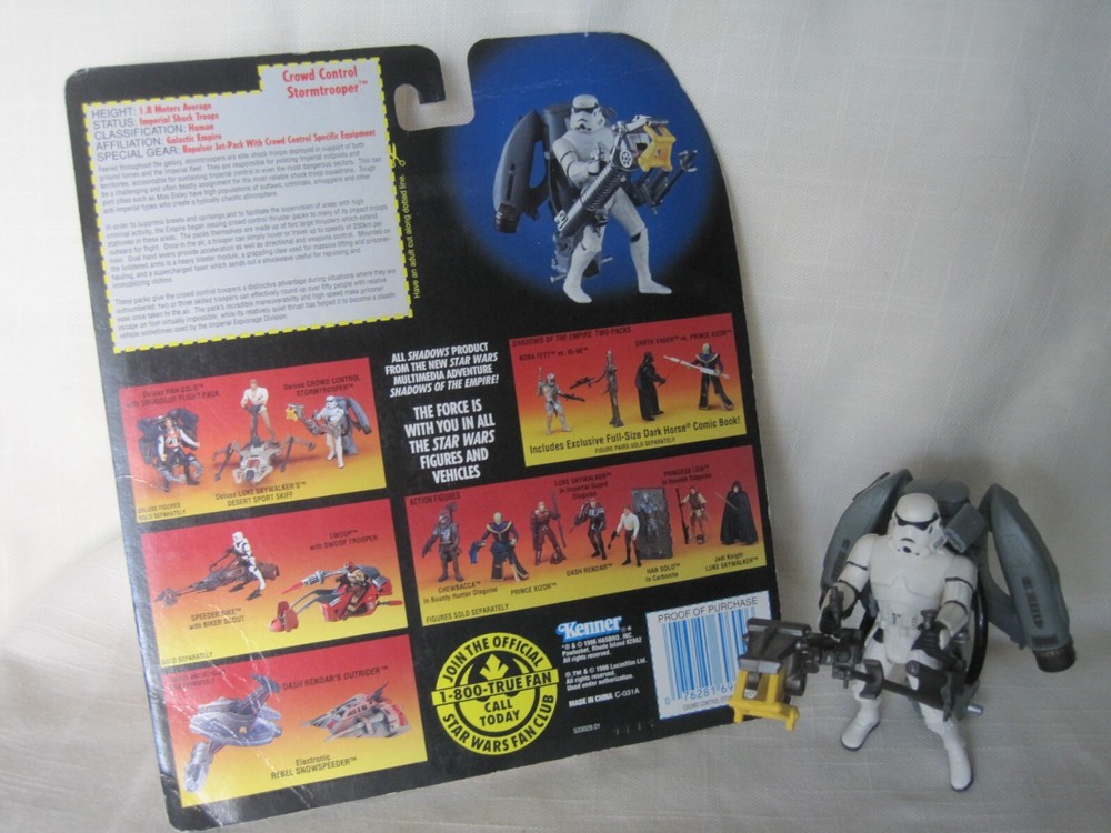 1996 Kenner Deluxe Crowd Control Stormtrooper+UNCUT Card Backing