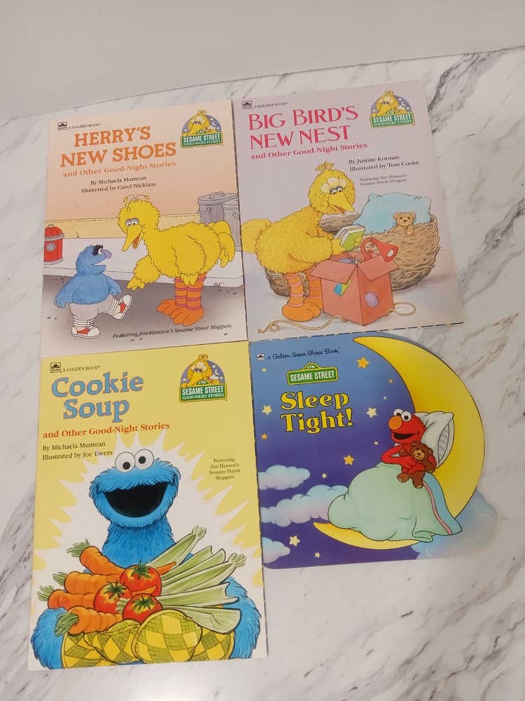 Sesame Street Good Night Stories 4 Book Lot: Herry's New Shoes - Sleep Tight!...