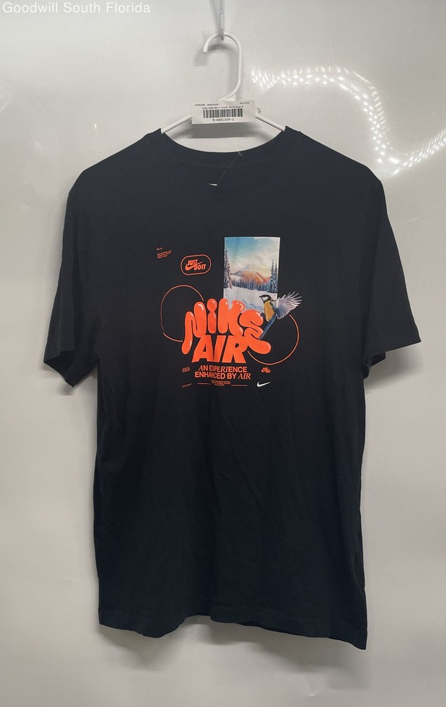 Nike Mens Black Air Short Sleeve Crew Neck Pullover Graphic T-Shirt Size M