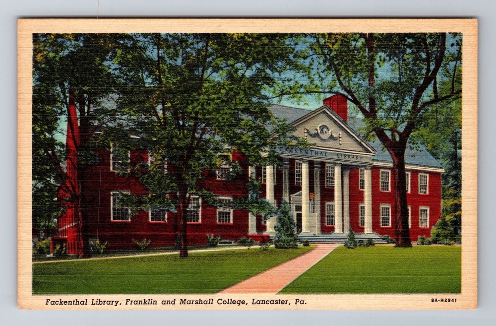 Lancaster PA-Pennsylvania Franklin & Marshall College, Library, Vintage Postcard