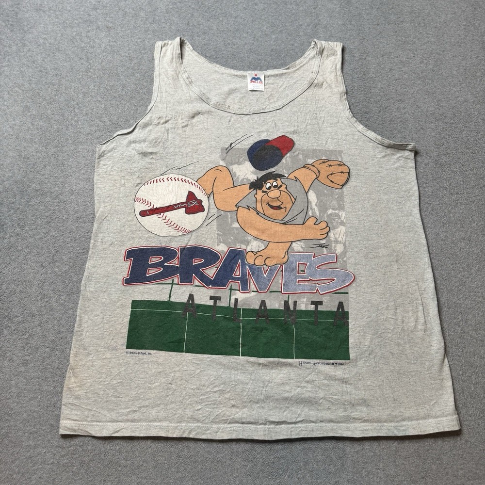 Vintage Miller Sports Tank Top Mens XL Atlanta Braves MLB Baseball Sports 90s