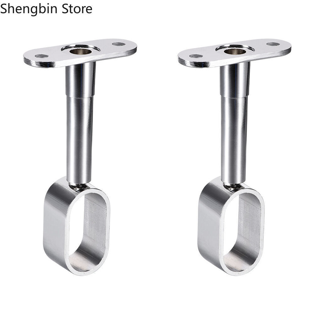 2-Pack Silver Tone Wardrobe Pipe Support Brackets for 16x30mm Rods, Adjustable Height 84-105mm, Durable Closet Organizer Accessories