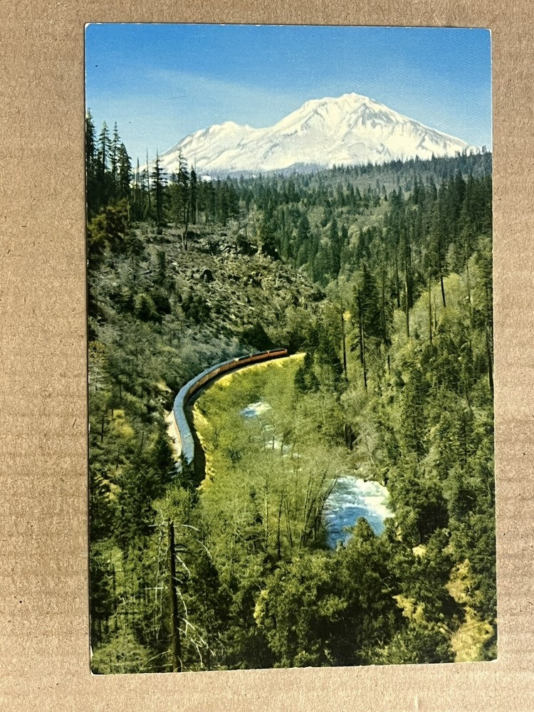 Postcard Mt Shasta CA California Railroad Train Scenic Mountain View Vintage PC