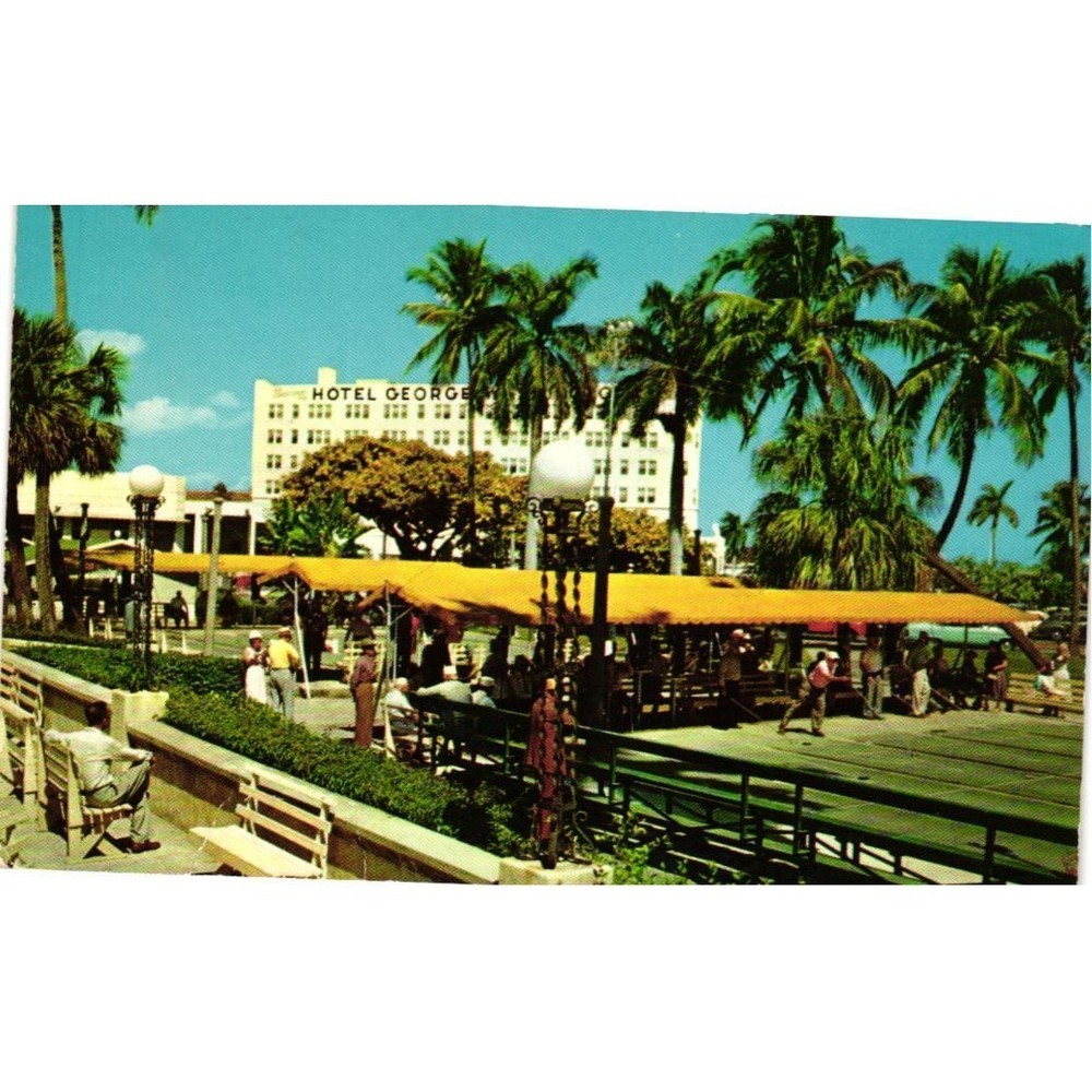 Vintage West Palm Beach Florida Shuffleboard Hotel George Washington Postcard