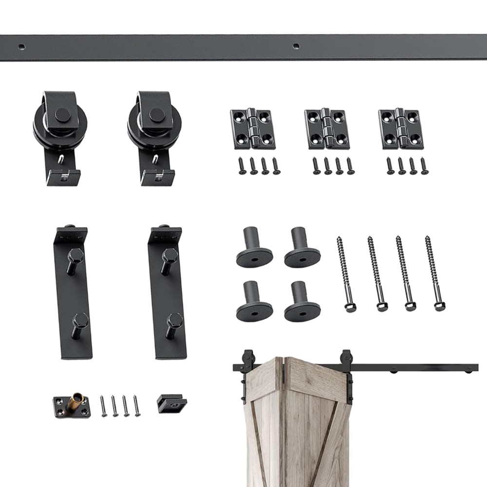 Sliding Barn Door Hardware Kit 3.3FT Modern Closet Hang Style Track Rail Black