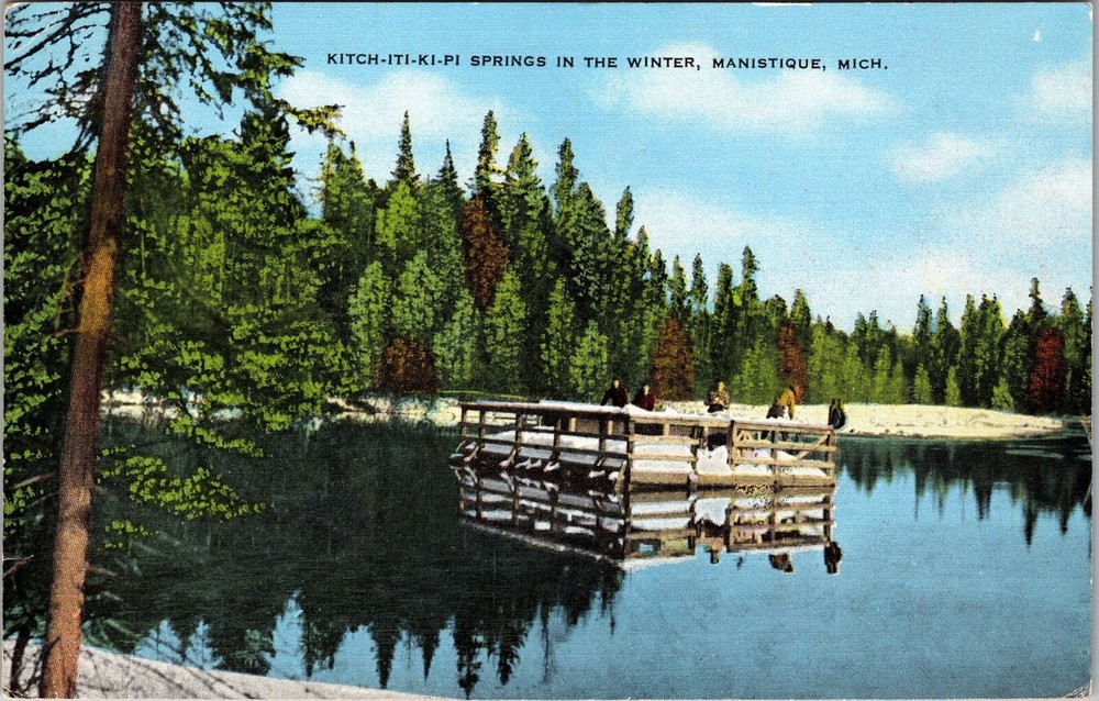 Manistique MI-Michigan, Kitch-Iti-Pi Spings In Winter, Vintage Postcard
