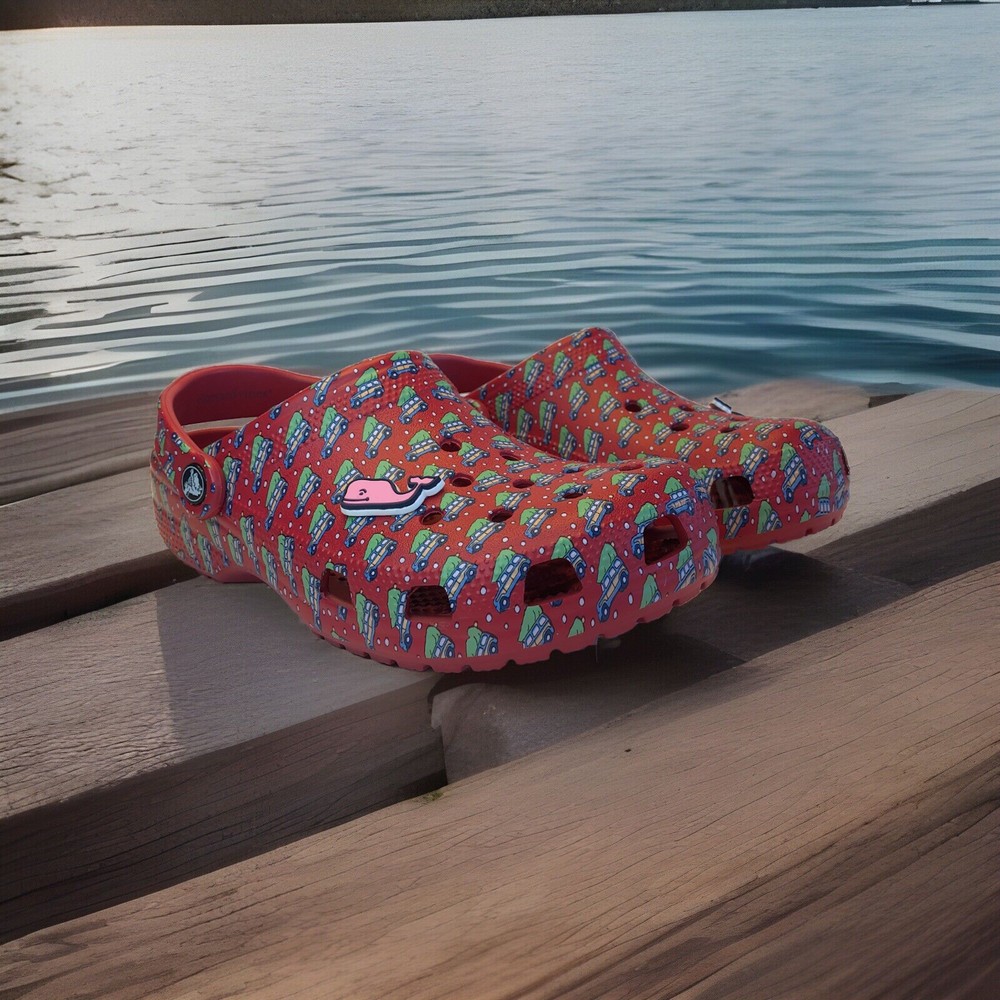 Crocs Classic Vineyard Vines Christmas Clogs Red White Women 9 Men 7