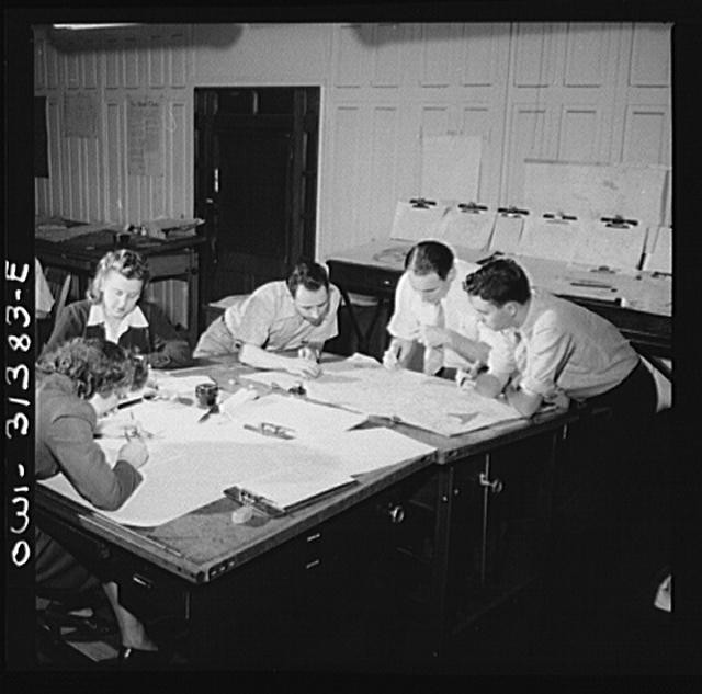 Washington DC 1940s Meteorologists Preparing Weather Forecast Advisory