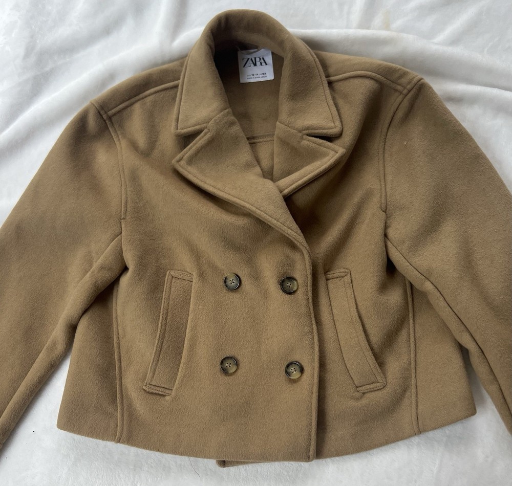 Zara Girls Wool Blend Double Breasted Peacoat Size 13-14 Womens Small