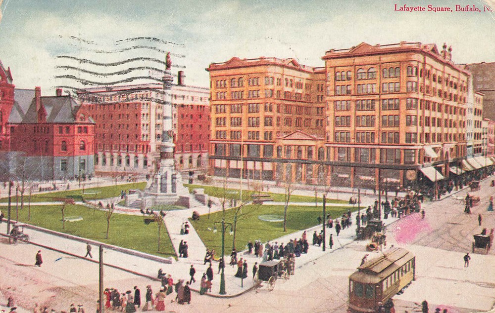 Lafayette Square Postcard Buffalo Ny New York 1908