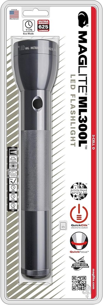 High-Performance 625 Lumens LED Flashlight - Water Impact Resistant Gray