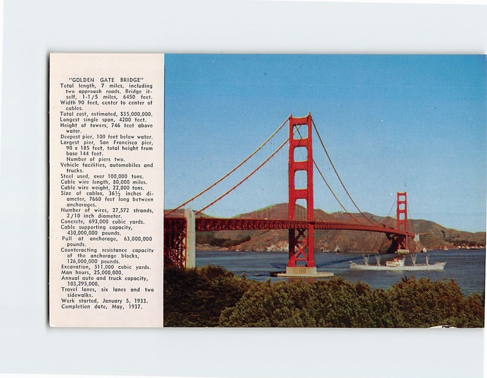 Postcard Golden Gate Bridge San Francisco California USA