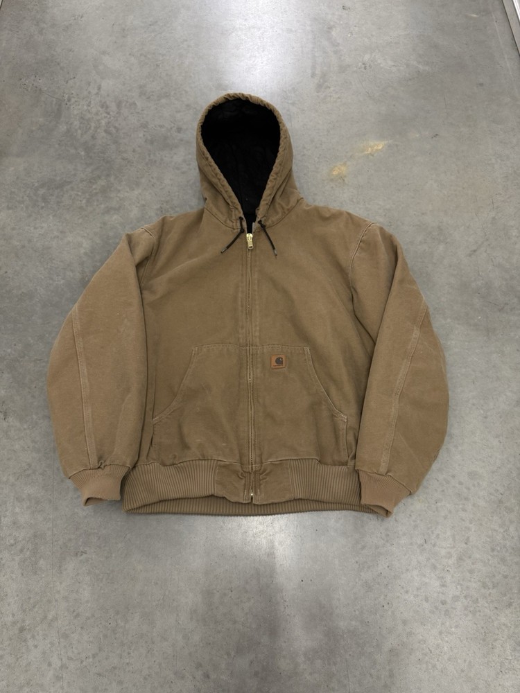 Vintage Carhartt Quilted Lined Hooded Jacket Men's XL Tan J140BRN Made In USA