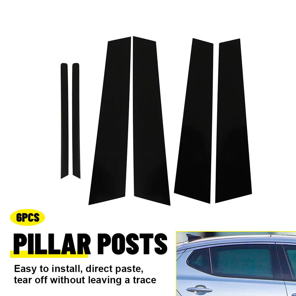Gloss Black Pillar Posts for Kia Optima 2011-15 6pc Set Door Trim Piano Decal M