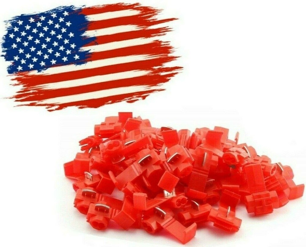 ABSOLUTE 100pcs Lock Quick Splice Wire Terminals Snap Lock Red 18-22 AWG