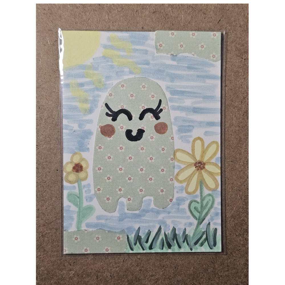 Flower Ghost ACEO | Original Mixed Media Art