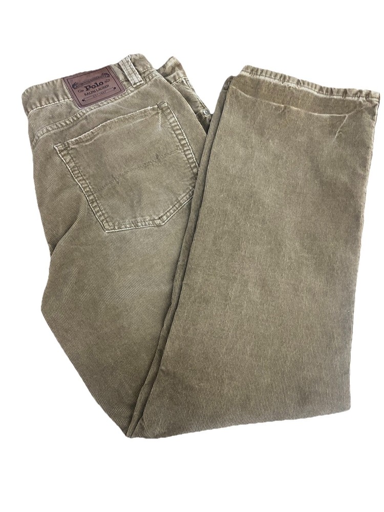 Polo Ralph Lauren Corduroy Pants 38x30 Green Bootcut Mens Authentic Dungarees