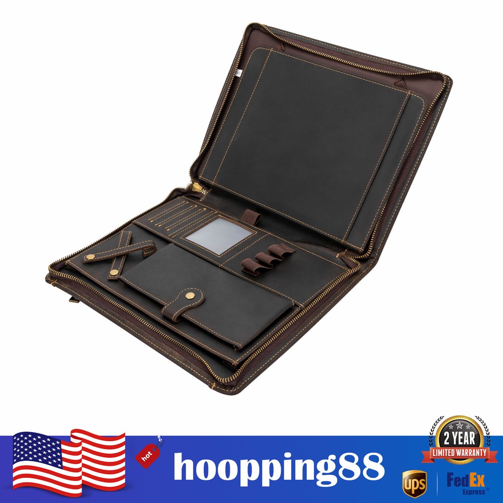 Padfolio Business Leather Portfolio Zippered Notebook Binder Office Organizer US