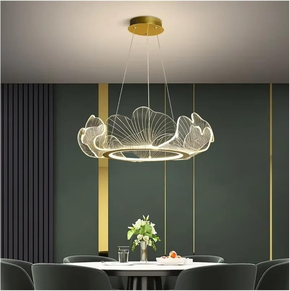 Modern LED Leaf Ring Ceiling Chandeliers Acrylic Living Dining Room Pendant Lamp
