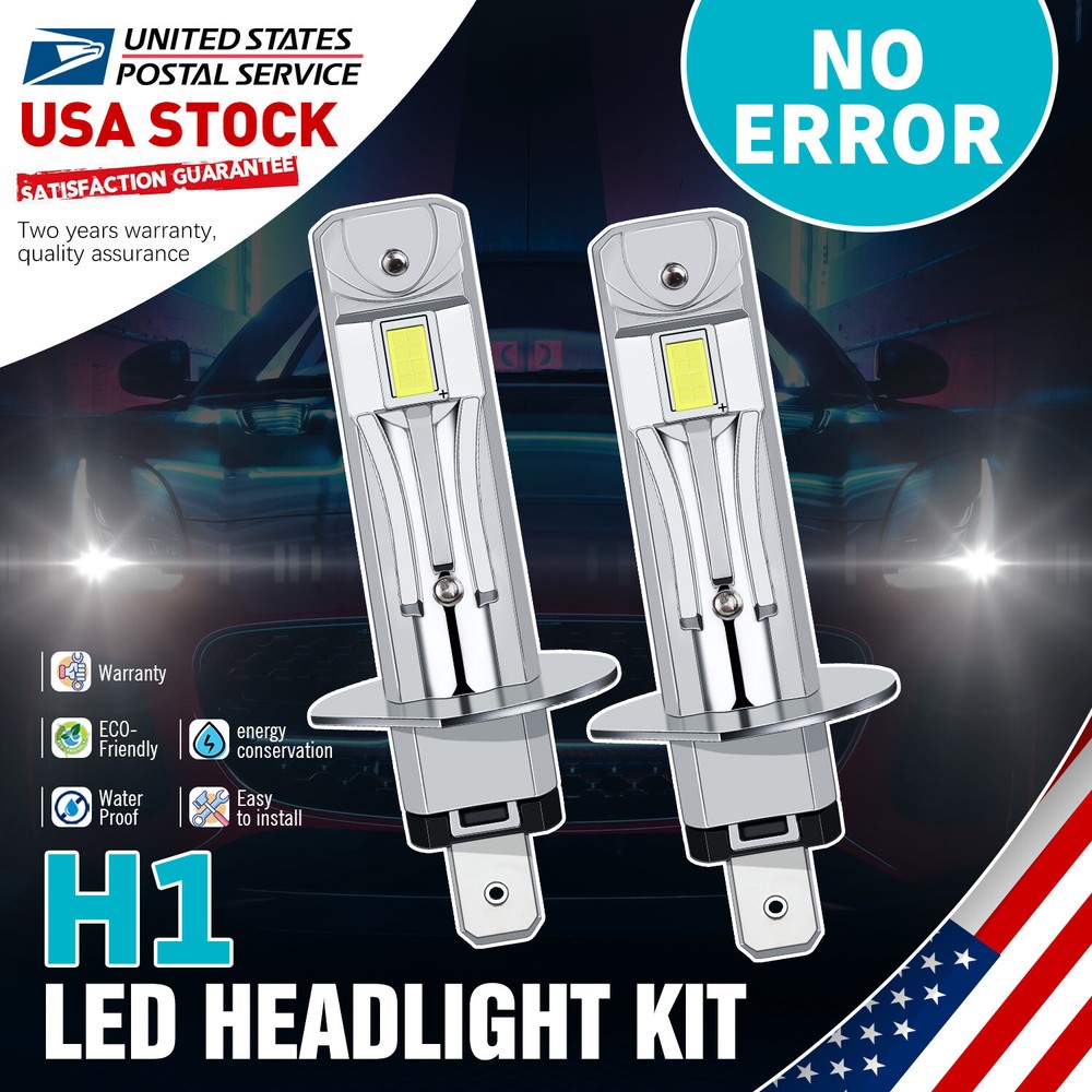 H1 LED Headlight Super Bright Bulbs Kit White 20000LM Hi/Lo Beam 6000K CANbus