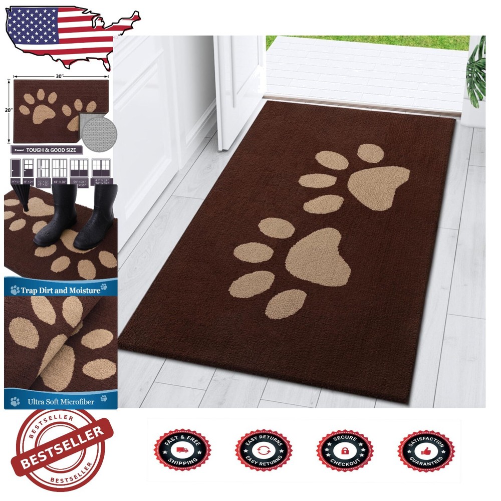 Durable Absorbent Dog Mat 48x30 - Essential Non-Slip Mud Mat for Indoors