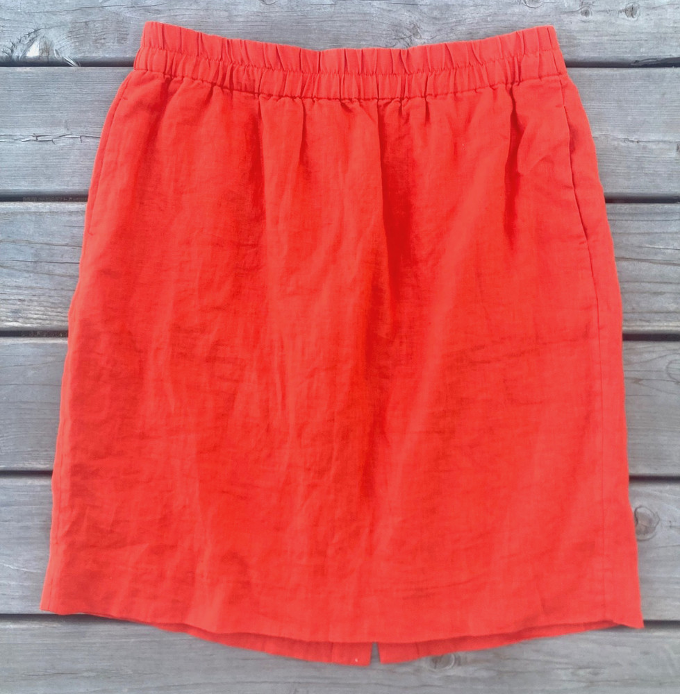 Gap Women 100% Linen Midi Skirt size XL Tall (37 waist) Coral Red Lined Pockets