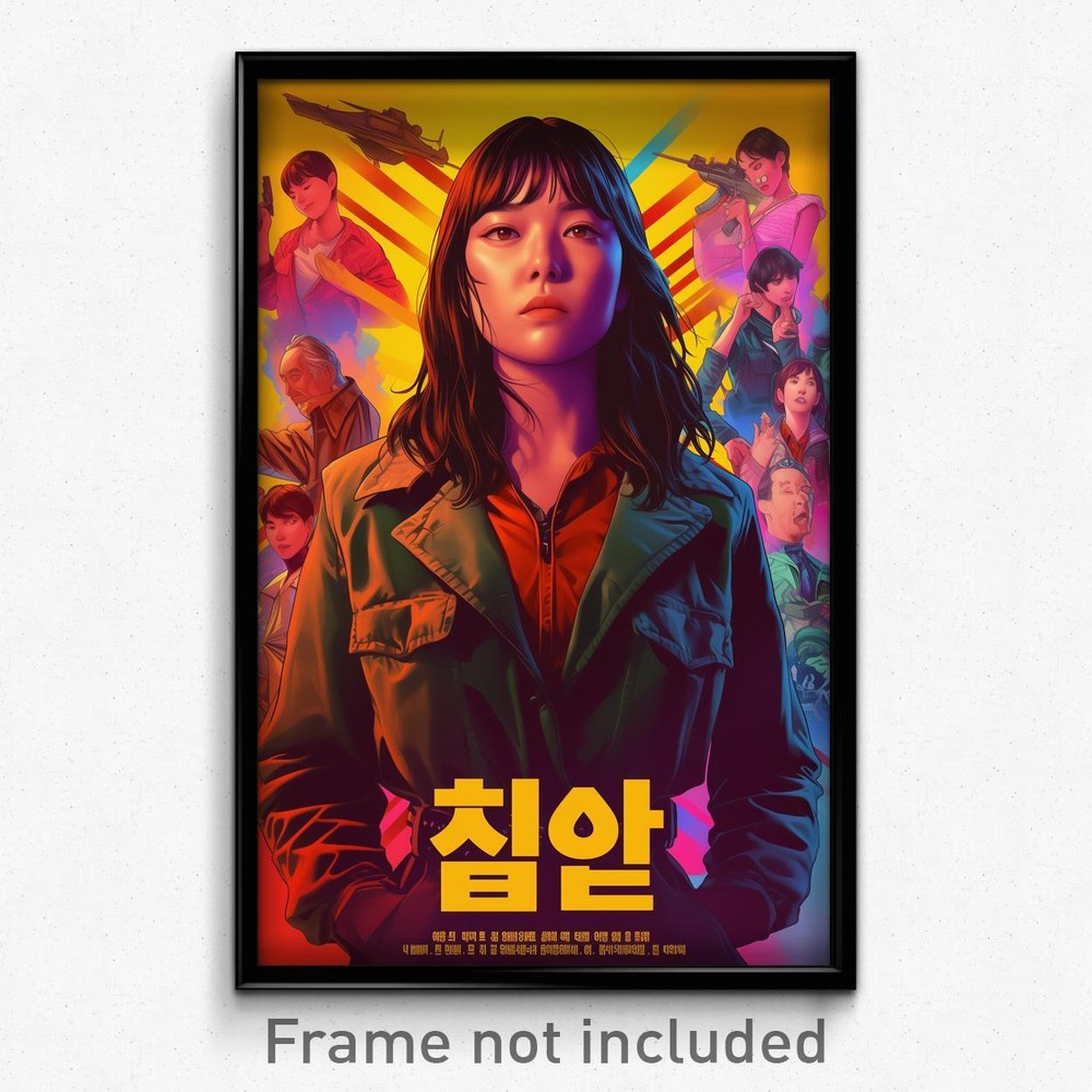 Korean Movie Poster - Girl Feeling Smug, Simple Black Wristband (Art Print)