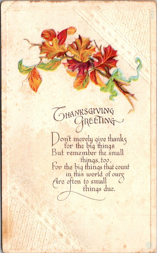Dr Jim Stamps Postcard Thanksgiving Greetings Poem Embossed