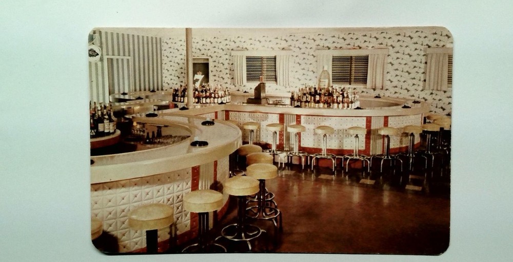 Vintage Spacious Bar at Fernwood Interior Pocono Mountains PA Postcard c1952