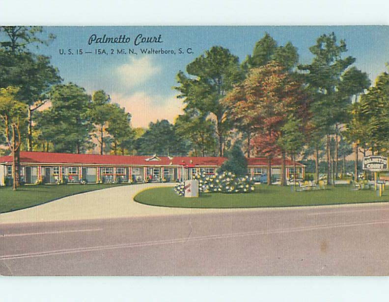 Unused Linen PALMETTO COURT MOTEL Walterboro South Carolina SC : 60k cards u7895