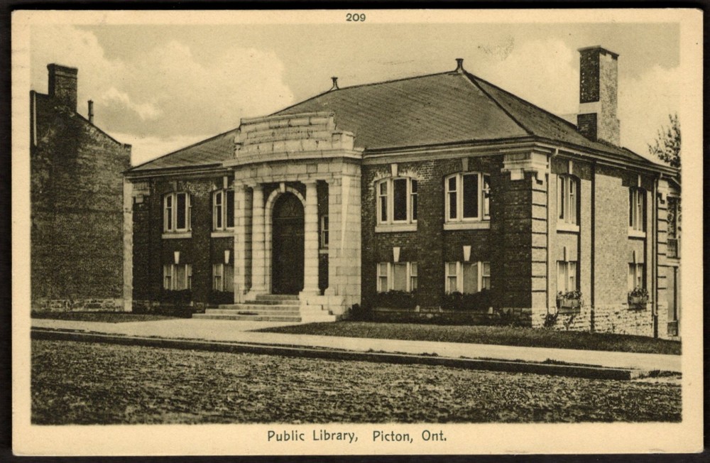 Canada PICTON Ontario Postcard 1914 Public Library by ISC Picton