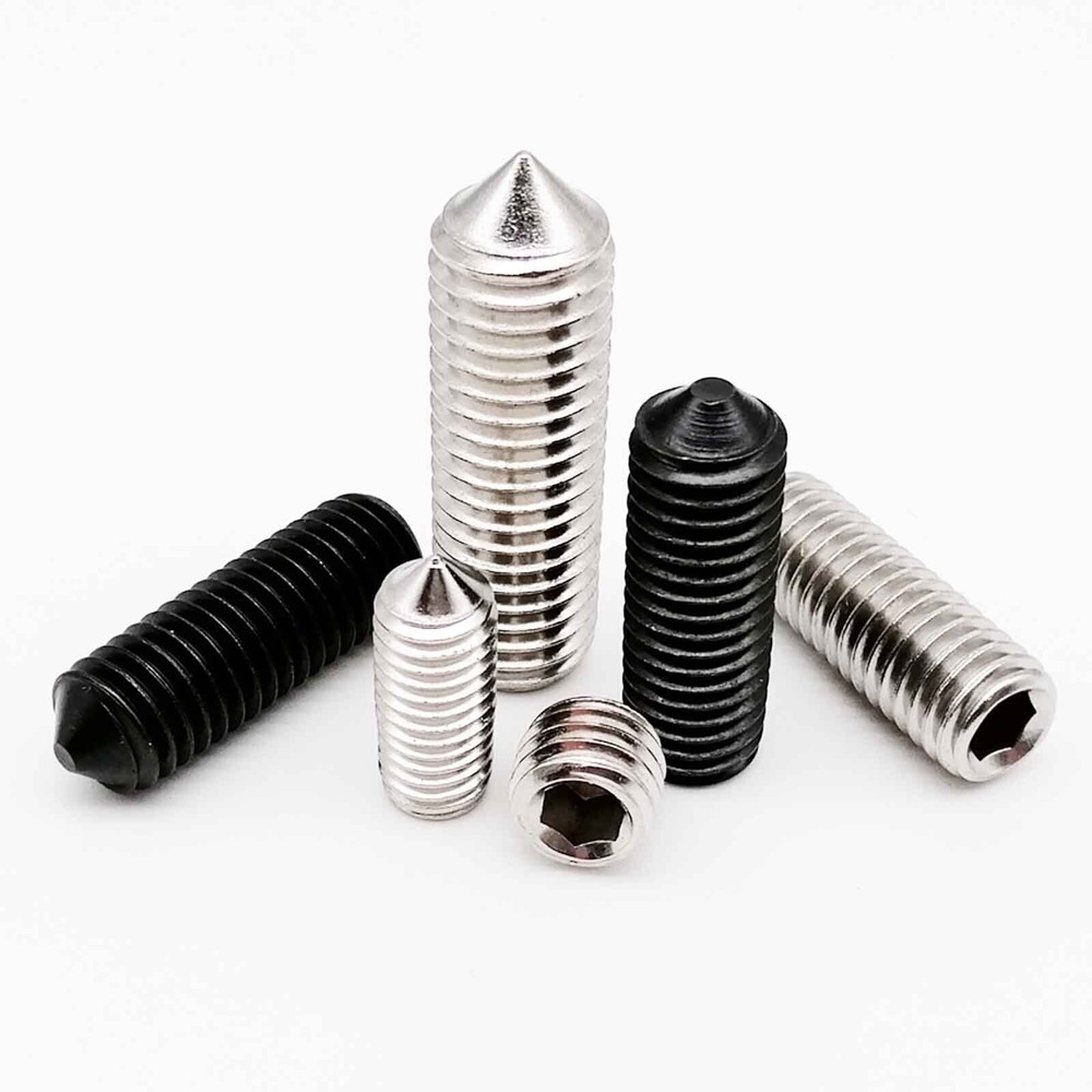 50pcs M3-M8 DIN914 Hex Hexagon Socket Tapered End Grub Bolt Cone Point Set Screw