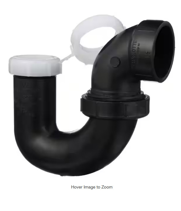 Charlotte Pipe 1-1/2 ABS LA PTRN P-Trap Hub x Slip Joint with Union.