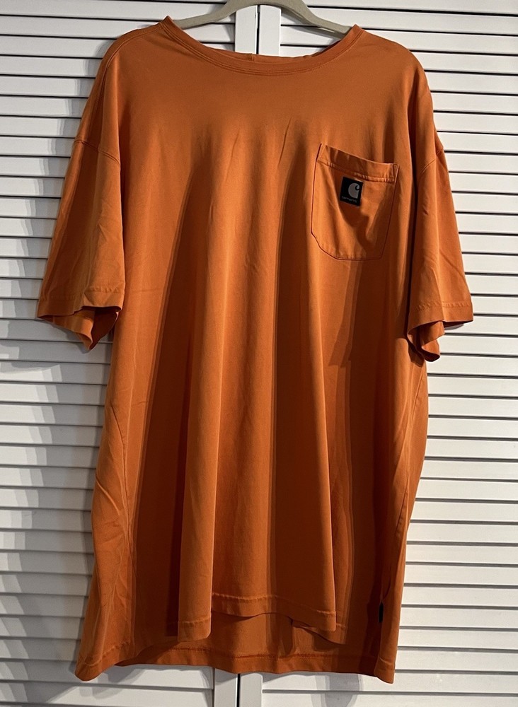 Carhartt Men's Orange Pocket Logo T-Shirt 2XL Tall Cotton Crew Short Sleeve