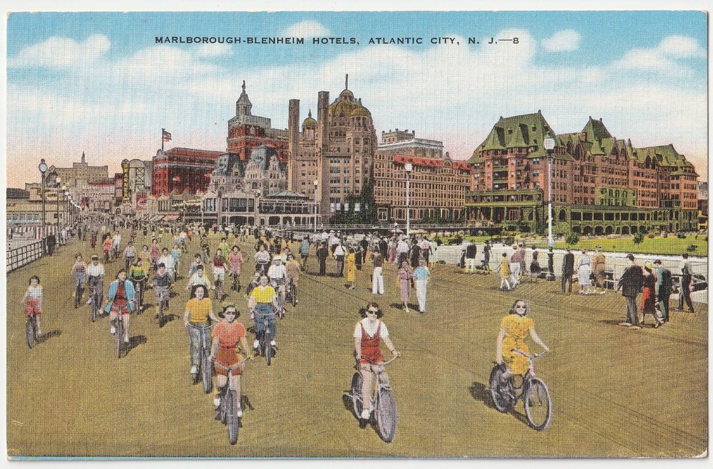 Marlborough-Blenheim Hotel Bikes Boardwalk Atlantic City New Jersey NJ Postcard