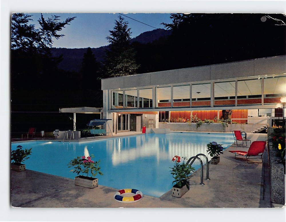Postcard Pool View Park Hotel Vitznau Lake of Lucerne Switzerland