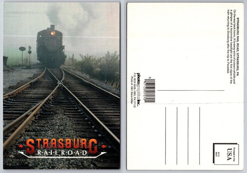 Strasburg Rail Road Steam Locomotive Postcard 1991 Pennsylvania Train
