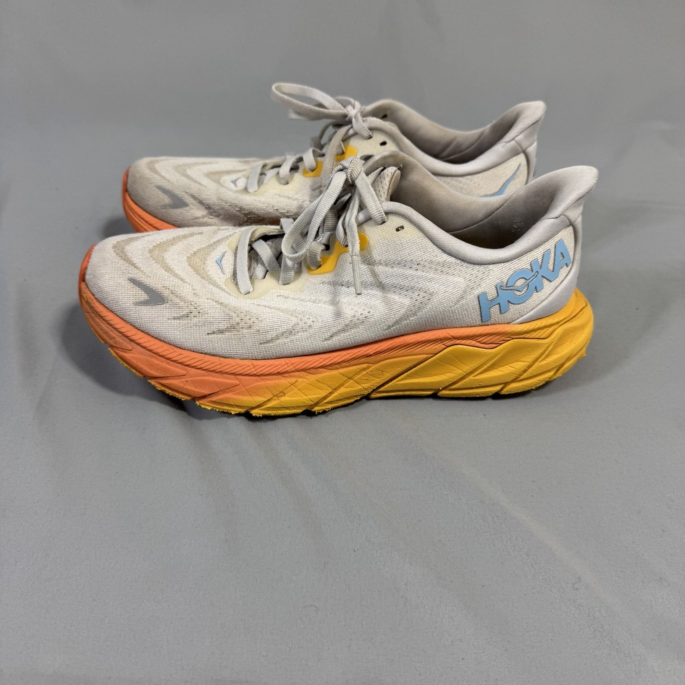Hoka One One Arahi 6 Shoes Womens Size 7B White Orange Yellow Stability Running