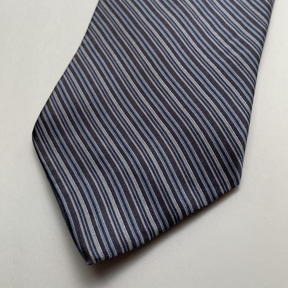 ZYLOS by George Machado Tie Necktie Neckwear 59”L x 3.25”W Gray Blue Striped