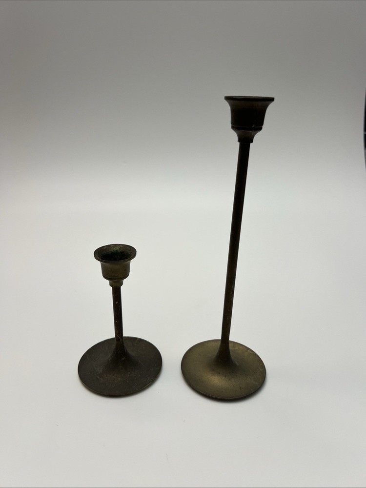 Brass Candle Stick Holders Taiwan Taper Centerpiece Mantle Display Vintage