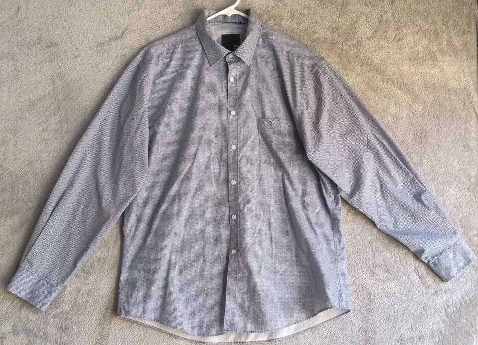 Nicole Miller NMAN Shirt Men's XL Long Sleeve Button-Up Blue Small Abstact Print
