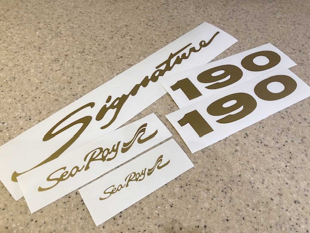 Sea Ray 190 Signature Vintage Boat Decals Gold Vinyl 5 piece + FREE Shipping