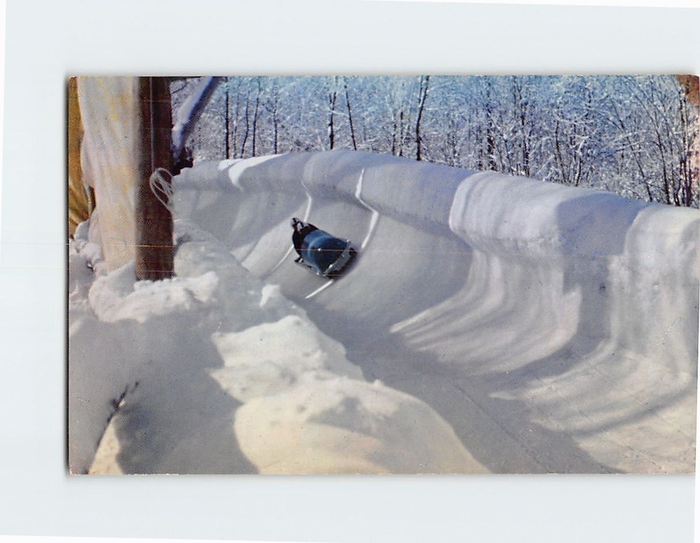 Postcard Two-Man Sled Bob-Run Lake Placid New York Mount Mt. Van Hovenburg USA