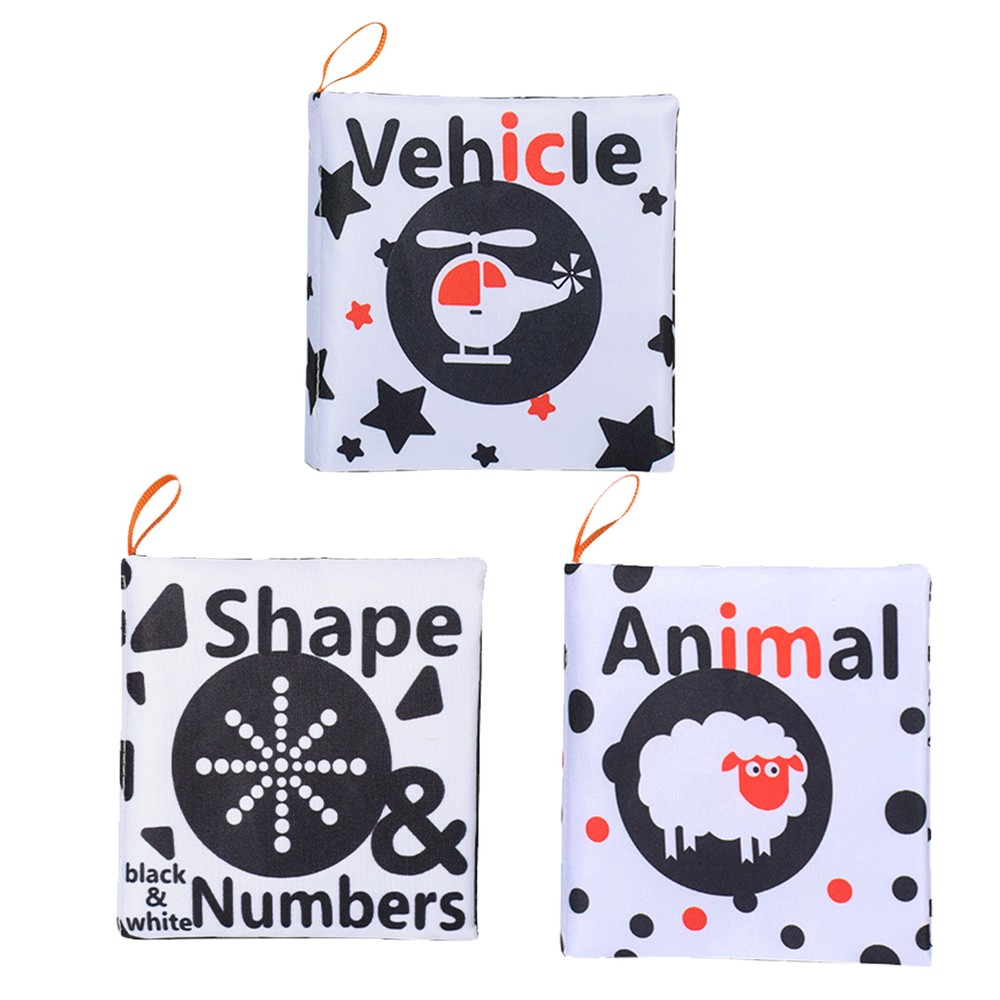 Baby Soft Cloth Book Black and White High Contrast Sensory Toys Early Education