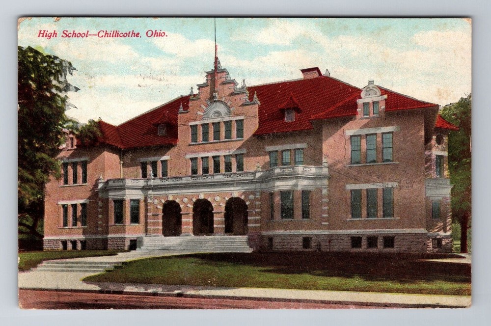 Chillicothe OH-Ohio, High School, c1910 Antique Vintage Souvenir Postcard