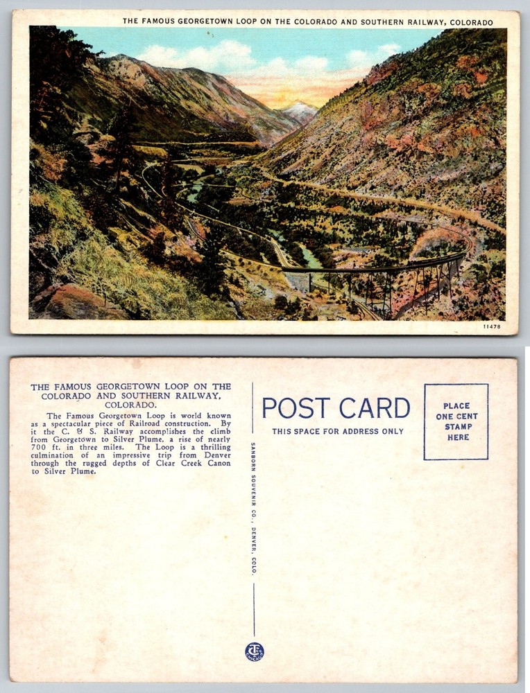 Georgetown Loop Colorado & Southern Railway Scenic Mountain Postcard