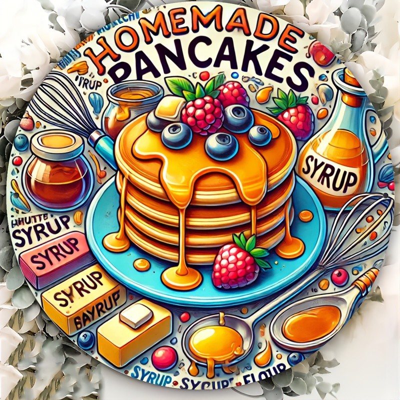 Homemade Pancakes Aluminum Wall Art Classic Style Kitchen Decor Reusable